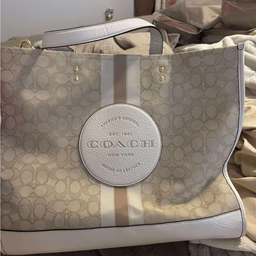 Coach Signature Beige and Cream Tote